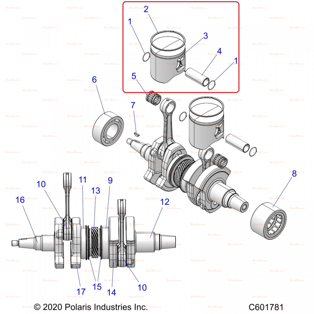 2209354 Поршень в сборе для снегоходов Polaris 850 PATRIOT BOOST 2022-2025" 2209354 - фото товара BoonDocker
