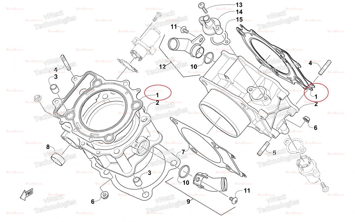 0830-209 Прокладка ГБЦ для квадроциклов Arctic Cat 1000 0830-126 - фото товара BoonDocker