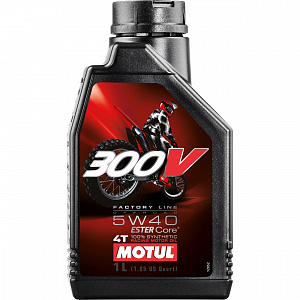 104134 Масло моторное синтетическое для мотоциклов MOTUL 300V 4T OFF ROAD 5W40 1 литр